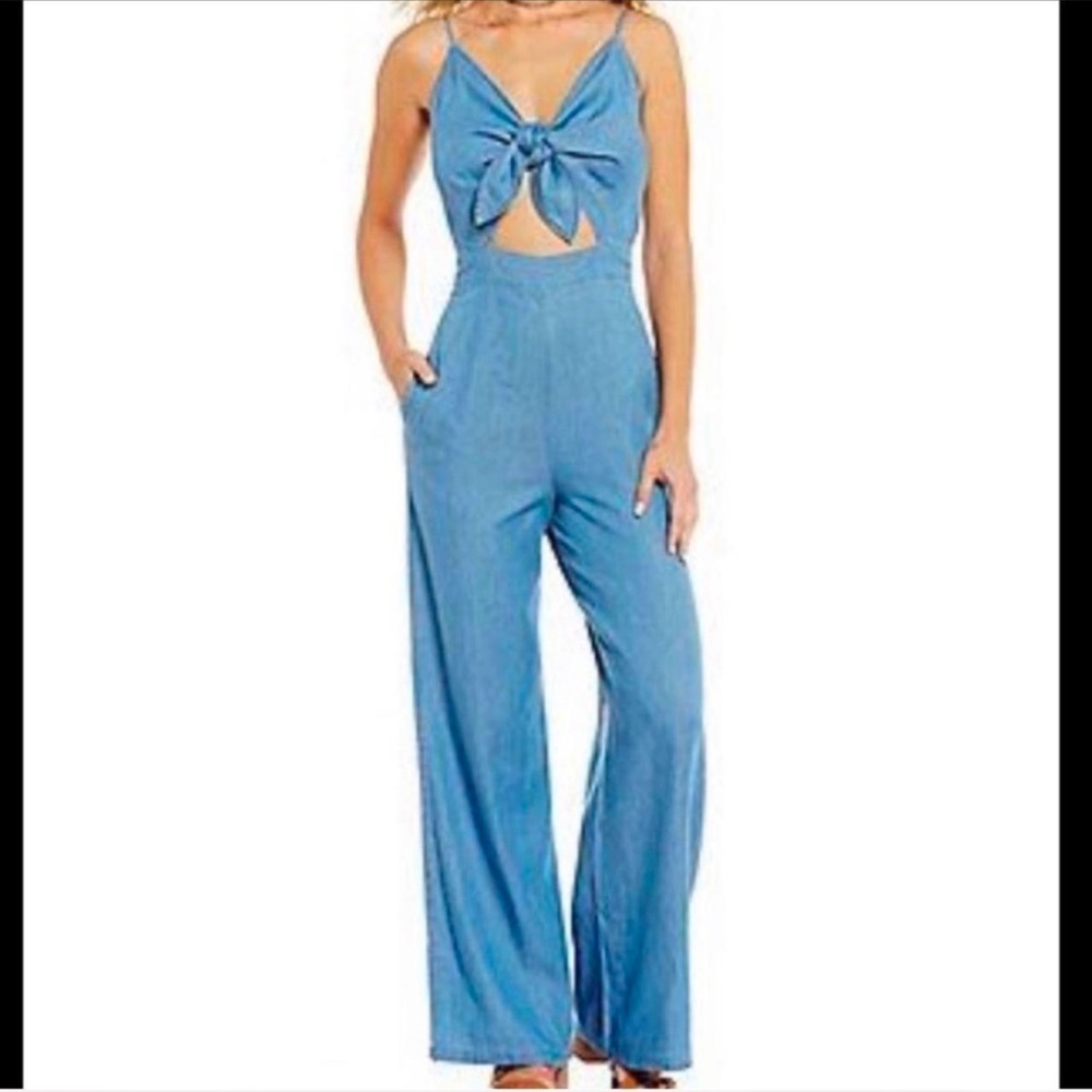 Gianni Bini Denim Blue Wide Leg Jumpsuit